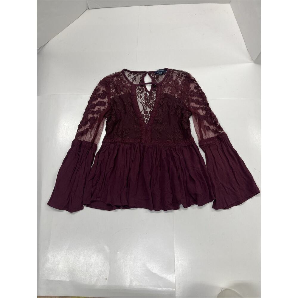 American Eagle Fairygoth Whimsical Lace Tunic Womens XS Red Romantic Feminine